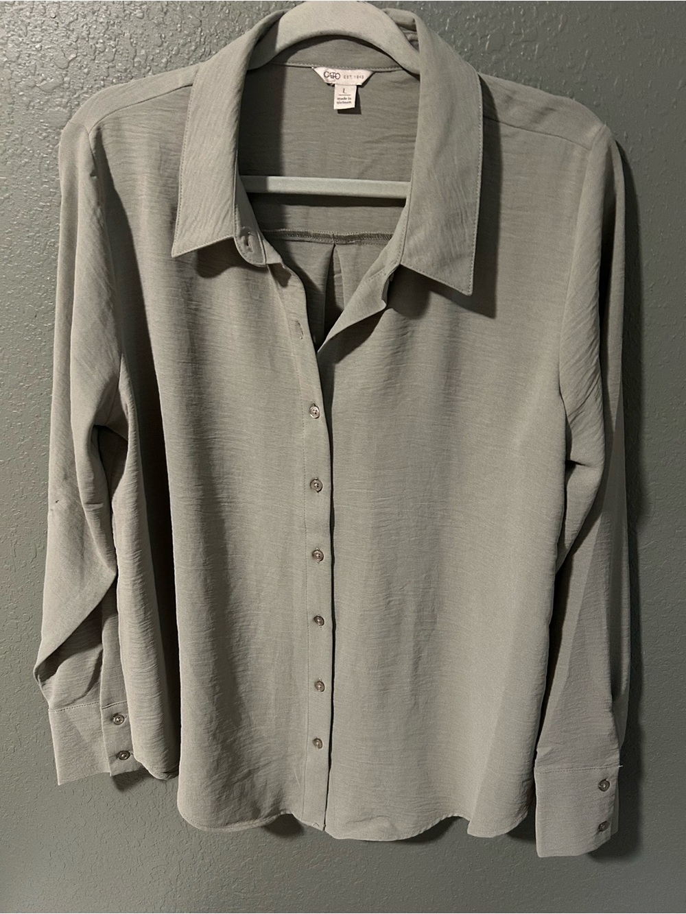 Cato green button-up blouse, size L #workwear #professional